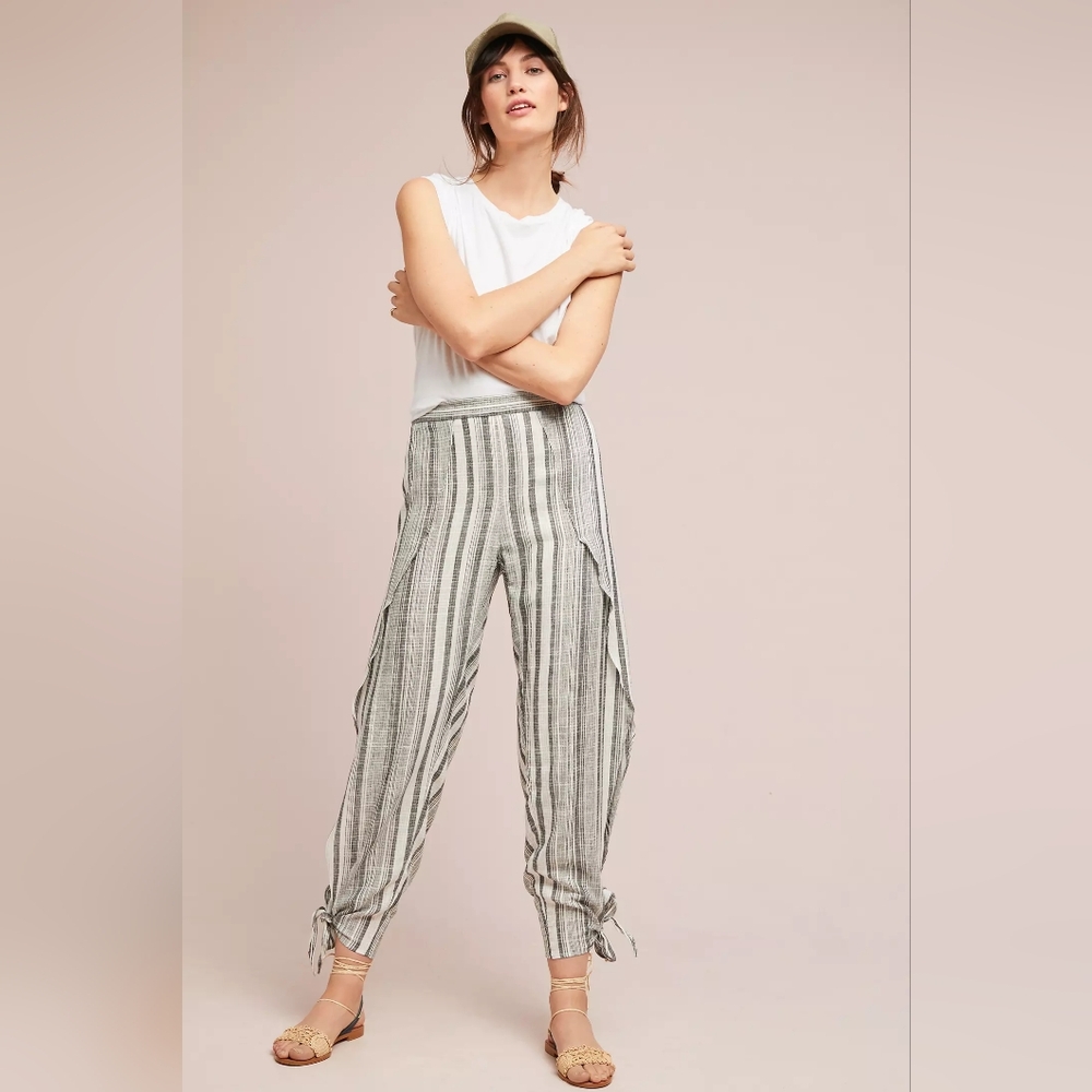 NWT Anthropologie Allyson Ankle-Tied Striped Joggers, Size Small